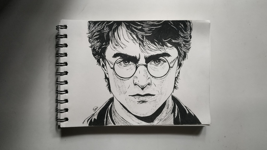 Ink portrait of Harry Potter