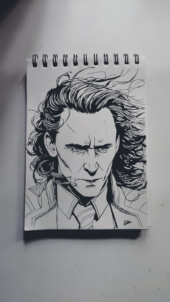 Ink portrait of Loki